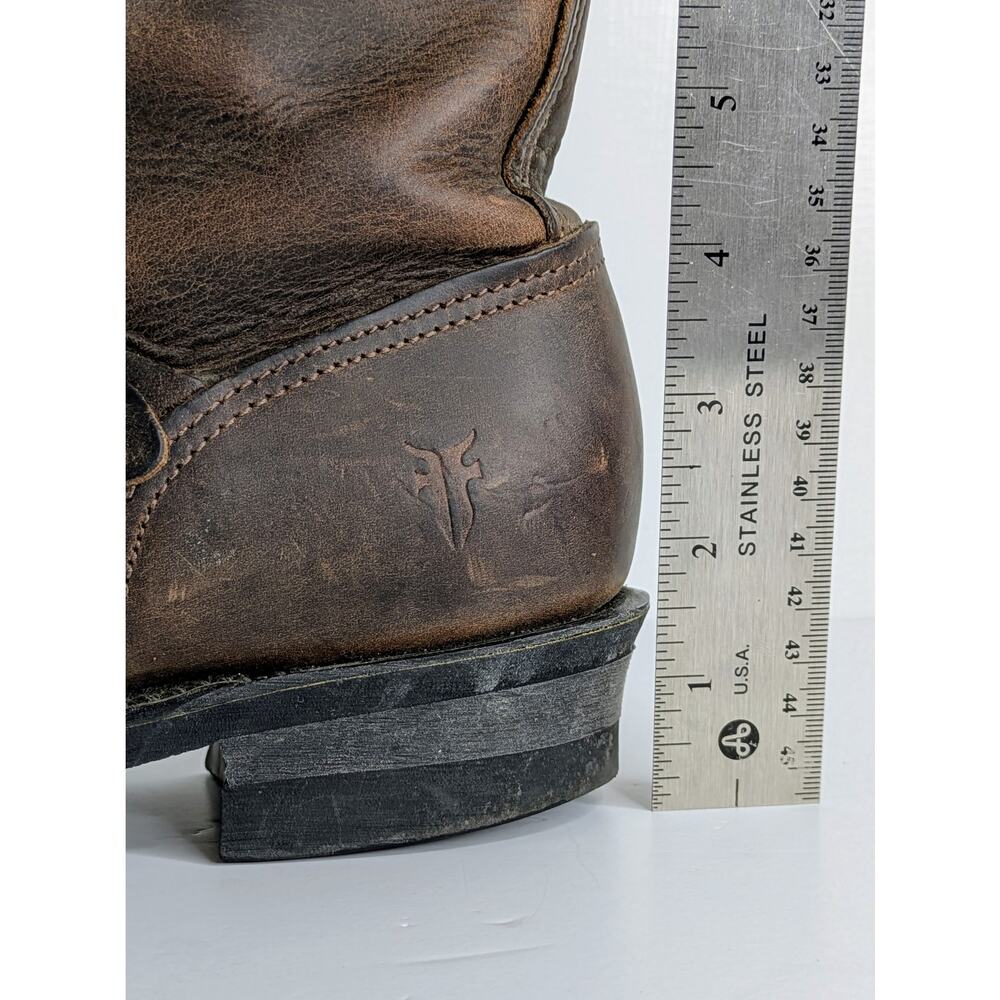 Frye Engineer 12R Boots 8 Brown Leather Tall Moto Buckle Vintage Patina USA - Picture 15 of 16